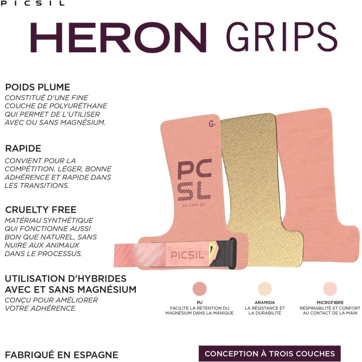 Maniques Heron Picsil rose canyon - Grip hybride Cross Training — Rose · Taille G (Kids / XS / S)