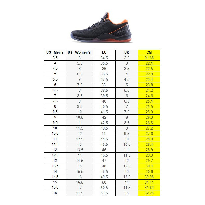 Chaussures TYR CXT-2 Trainer 062 Cross Training et HYROX Noir-Orange — Noir / Orange · Taille 35.5 EU - 22.1 cm