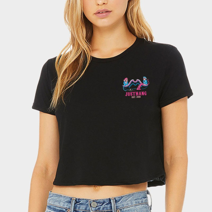 Crop Top Sport Femme JUSTHANG - The Monkey of Wisdom noir — Noir · Taille XS