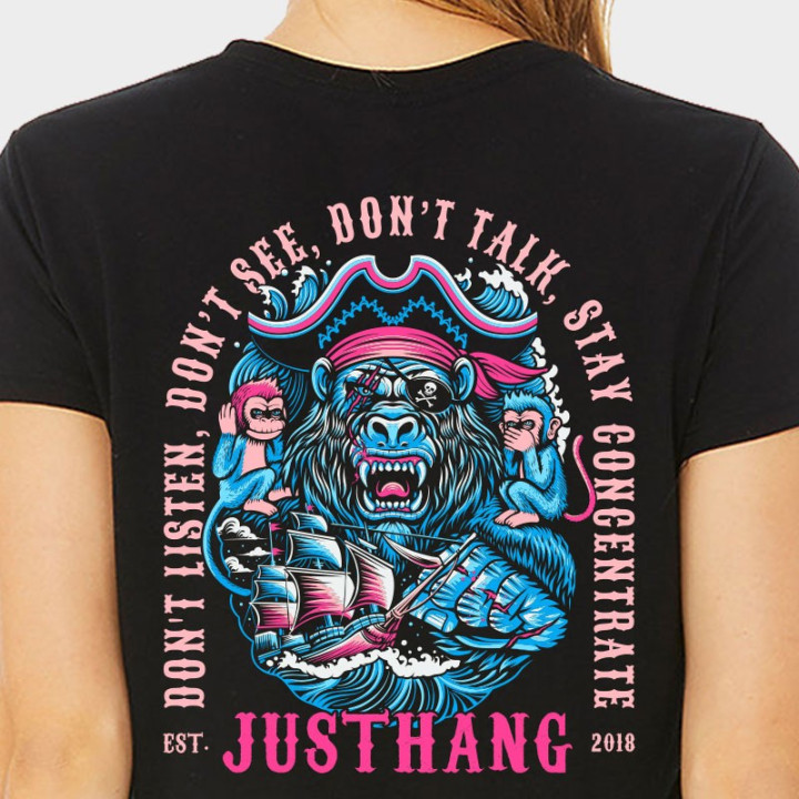 Crop Top Sport Femme JUSTHANG - The Monkey of Wisdom noir — Noir · Taille S