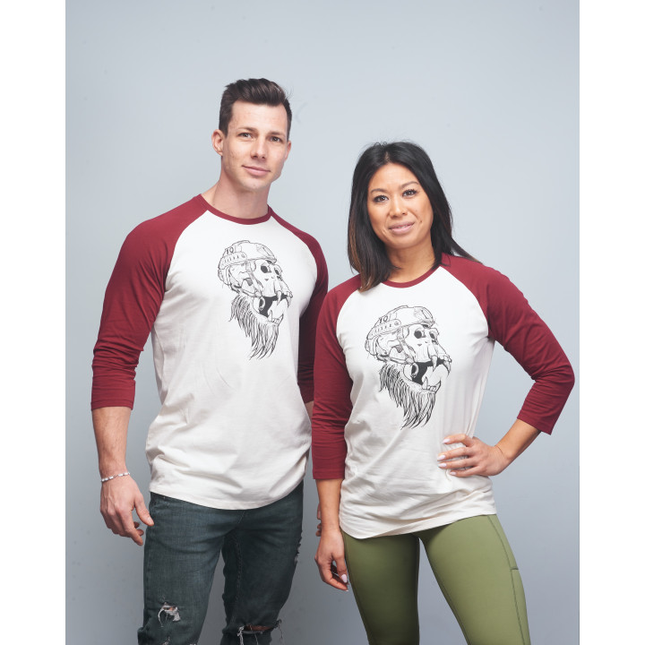 Baseball T-shirt unisexe bordeaux GORILLA OPS| VERY BAD WOD x WILL LENNART TATOO — Bordeaux · Taille XL