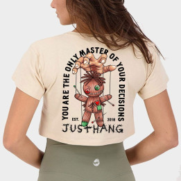 Crop Top Sport Femme beige - Master of Your Decisions - Justhang — Beige · Taille S