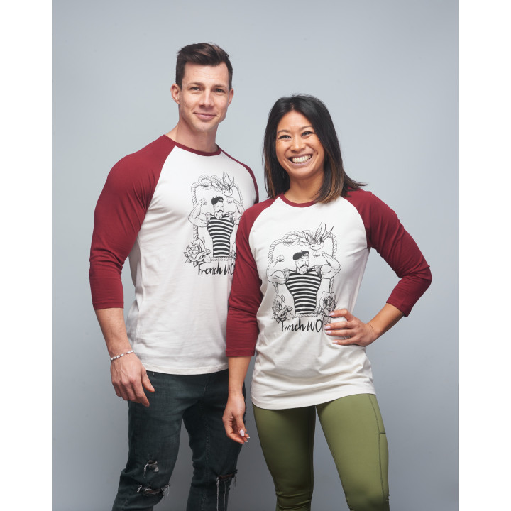 Baseball T-shirt unisexe bordeaux FRENCH WOD| VERY BAD WOD x WILL LENNART TATOO — Bordeaux · Taille XXL