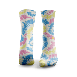 Chaussettes Tie Dye rose bleu jaune HEXXEE - Confort, Sport, Anti-Ampoules — Blanc · Taille M (40-43)