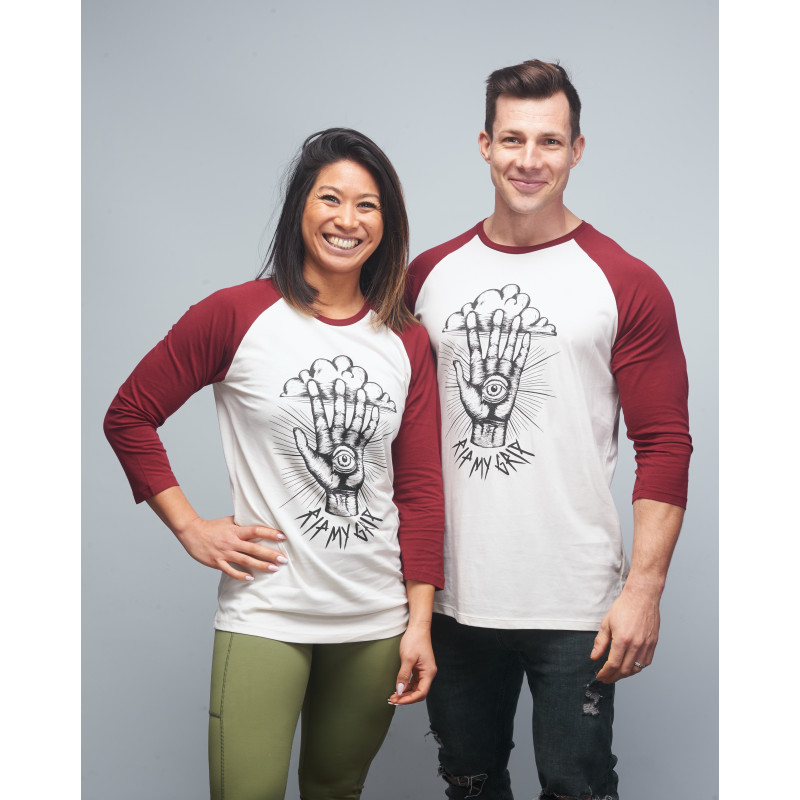 Baseball T-shirt unisexe bordeaux RIP MY GRIP| VERY BAD WOD x WILL LENNART TATOO — Bordeaux · Taille XXS