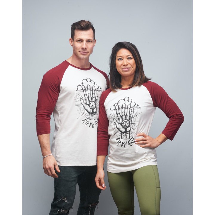 Baseball T-shirt unisexe bordeaux RIP MY GRIP| VERY BAD WOD x WILL LENNART TATOO — Bordeaux · Taille XXS