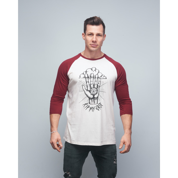 Baseball T-shirt unisexe bordeaux RIP MY GRIP| VERY BAD WOD x WILL LENNART TATOO — Bordeaux · Taille XXS
