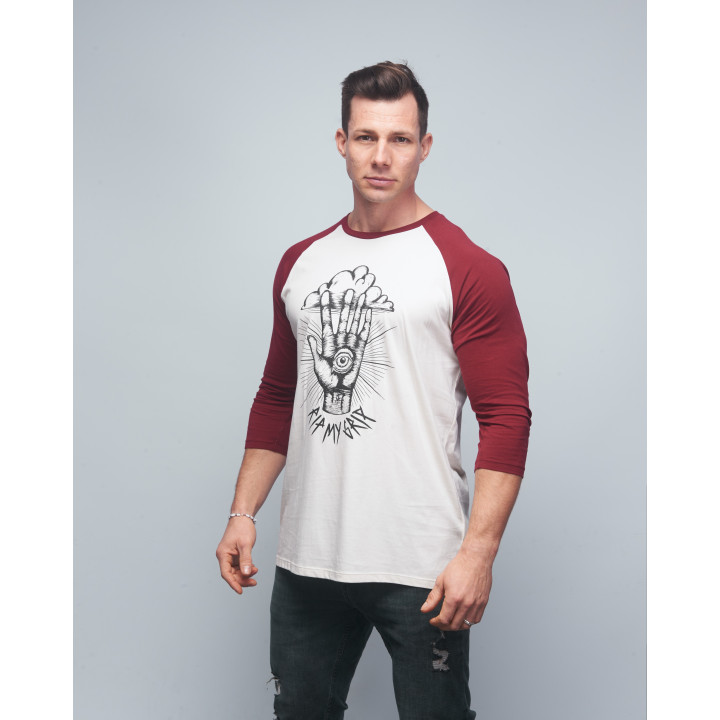 Baseball T-shirt unisexe bordeaux RIP MY GRIP| VERY BAD WOD x WILL LENNART TATOO — Bordeaux · Taille XXS