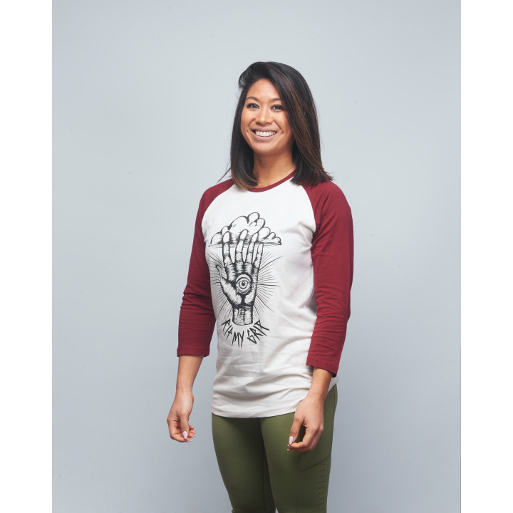 Baseball T-shirt unisexe bordeaux RIP MY GRIP| VERY BAD WOD x WILL LENNART TATOO — Bordeaux · Taille XXS