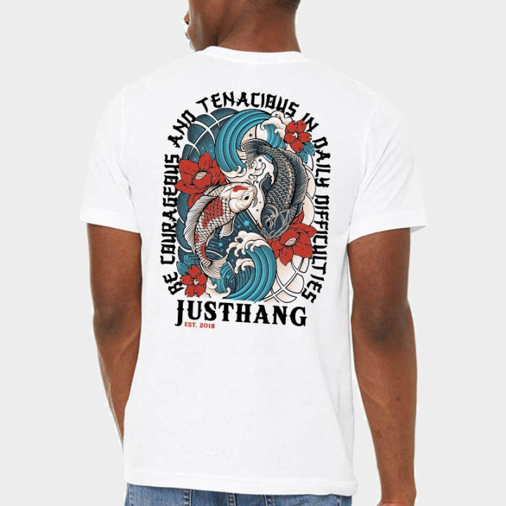 T-shirt sport unisexe Justhang Koi Carp blanc — Blanc · Taille M