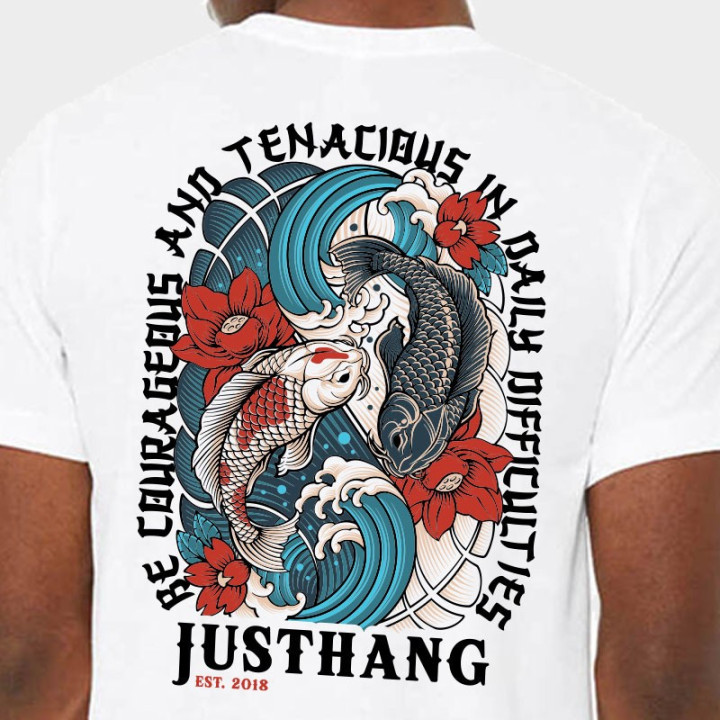 T-shirt sport unisexe Justhang Koi Carp blanc — Blanc · Taille L
