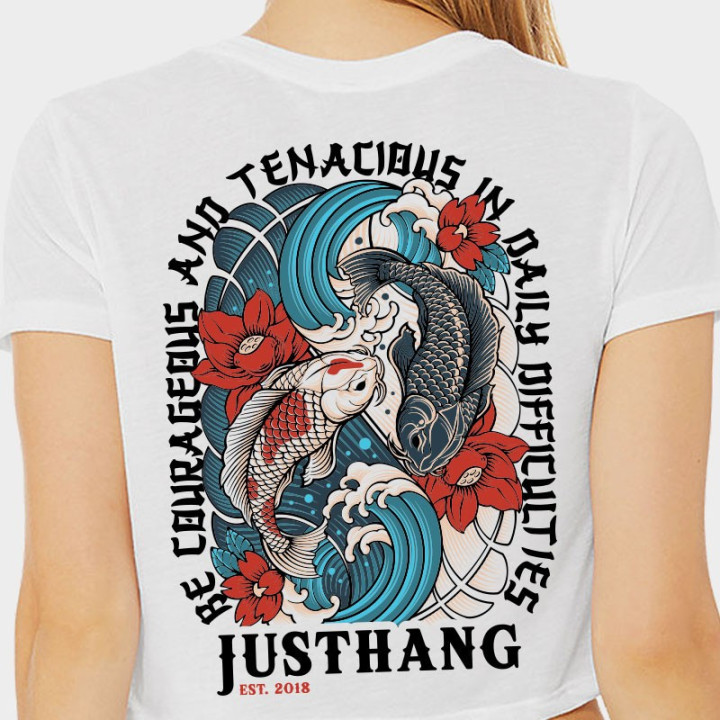 Crop top sport blanc femme Koi Carp - Justhang JAPAN — Blanc · Taille L