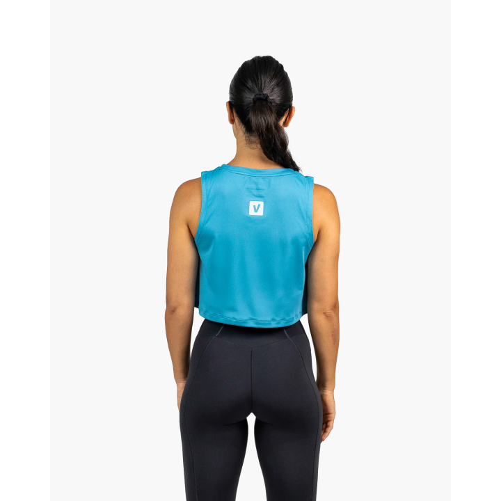 Tank crop top VELITES HOLO bleu Ultramarine - Respirant & stylé — Bleu · Taille XS