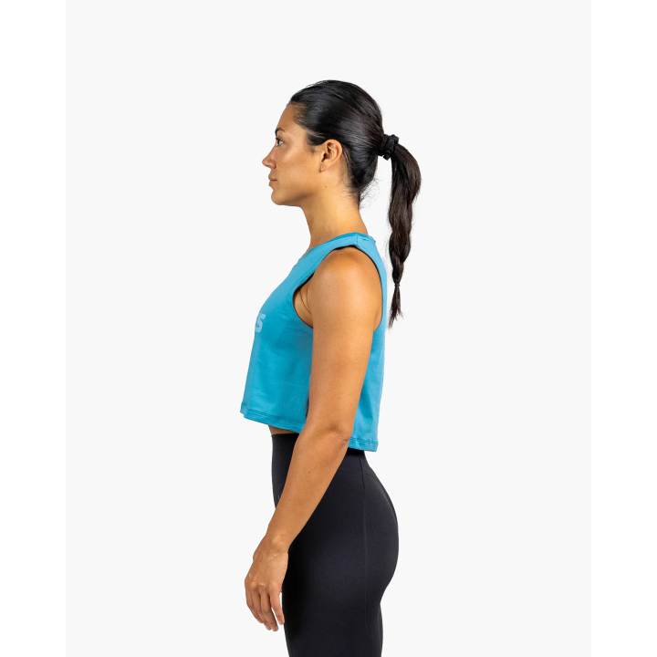 Tank crop top VELITES HOLO bleu Ultramarine - Respirant & stylé — Bleu · Taille M