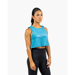 Tank crop top VELITES HOLO bleu Ultramarine - Respirant & stylé — Bleu · Taille L