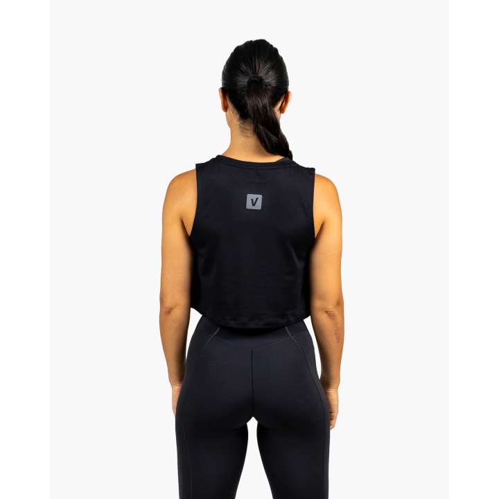 Tank crop top VELITES HOLO noir - Respirant et technique — Noir · Taille L