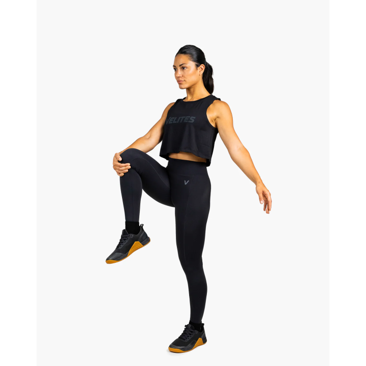 Tank crop top VELITES HOLO noir - Respirant et technique — Noir · Taille L