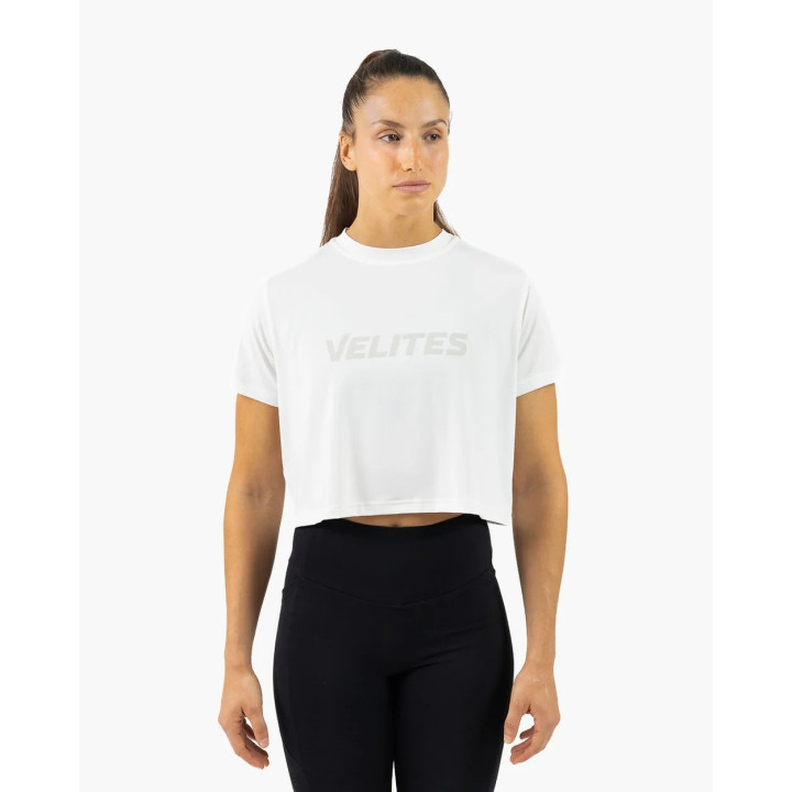 Crop top sport femme HOLO blanc VELITES — Blanc · Taille XS