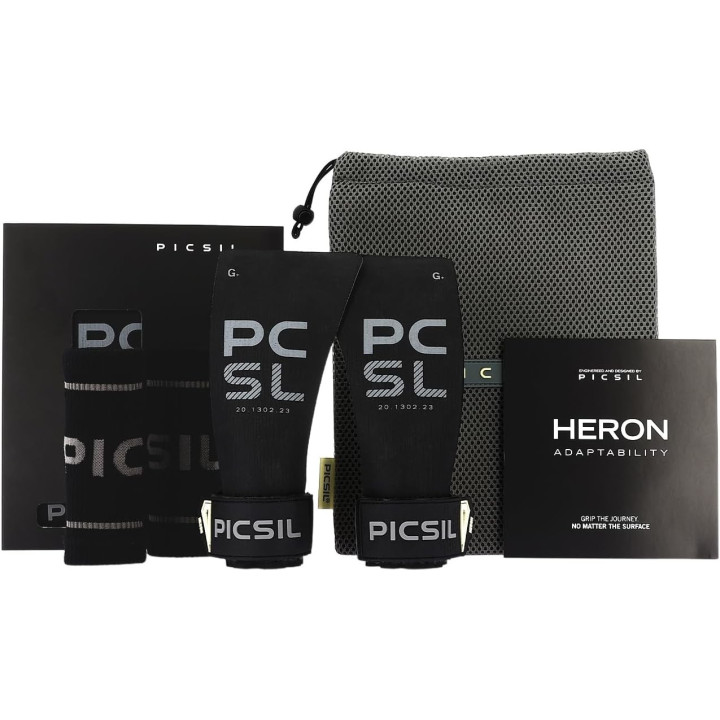 Maniques Heron Picsil noires - Grip hybride Gymnastique — Noir · Taille G (Kids / XS / S)