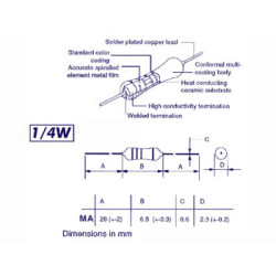 RESISTANCE A COUCHE METALLIQUE 1/4W 620E