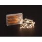 Microlight LED - 2 m - 40 lampes blanc chaud - fil argenté - piles non fournies