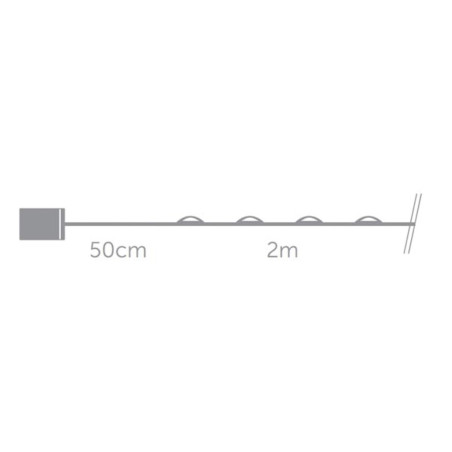 Microlight LED - 2 m - 40 lampes blanc chaud - fil argenté - piles non fournies
