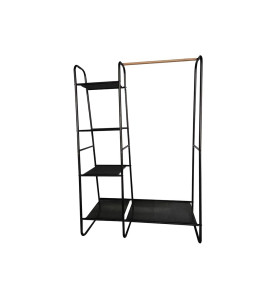 Portemanteau avec étagères - Métal - Noir - 100 x 40 x 150 cm - PRL