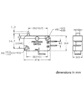 MICRORUPTEUR 12A, SANS LEVIER DE COMMANDE - Velleman