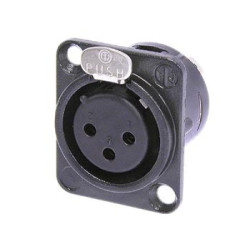 NEUTRIK - EMBASE XLR, 3 POINTS FEMELLE, DORE, NOIR, TYPE D - VS