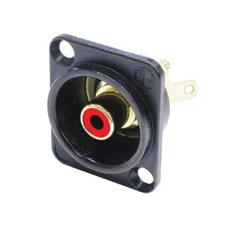 NEUTRIK - SOCLE RCA DANS CHÂSSIS TYPE D CHROMÉ NOIR, ANNEAU DE REPÉRAG