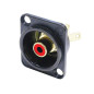 NEUTRIK - SOCLE RCA DANS CHÂSSIS TYPE D CHROMÉ NOIR, ANNEAU DE REPÉRAGE ROUGE