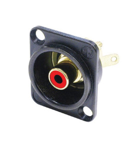 NEUTRIK - SOCLE RCA DANS CHÂSSIS TYPE D CHROMÉ NOIR, ANNEAU DE REPÉRAG