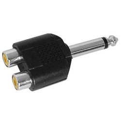 DOUBLE RCA FEMELLE VERS JACK MALE 6.35mm MONO - Velleman