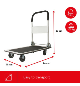 CHARIOT PLATE-FORME - 74 x 48 cm - CHARGE max. 150 kg - PRL