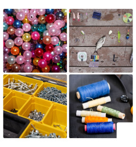 Coffre de rangement en plastique avec bacs amovibles - 490x420x115 mm 