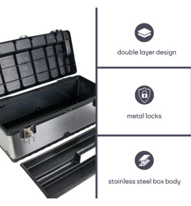 Boîte à Outils - Acier Inoxydable - 590 x 280 x 255 mm - 42 L - PRL