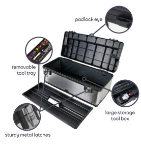 Boîte à Outils - Acier Inoxydable - 590 x 280 x 255 mm - 42 L - PRL