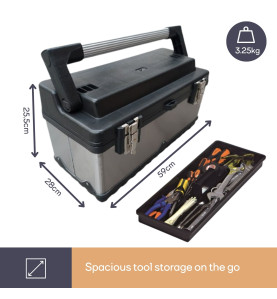 Boîte à Outils - Acier Inoxydable - 590 x 280 x 255 mm - 42 L - PRL