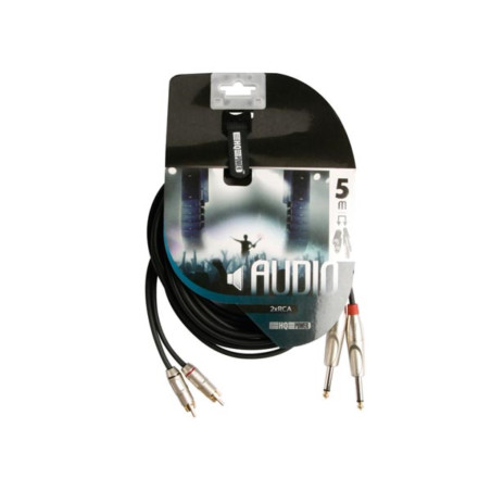 CÂBLE RCA-JACK - 2 x RCA MÂLE vers JACK 6.35 mm - MONO - 5 m