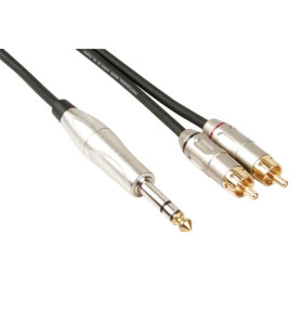 CÂBLE RCA-JACK - 2 x RCA MÂLE vers JACK 6.35 mm - STÉRÉO - 6 m - VS