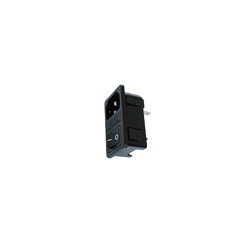 EMBASE MALE CLIPSABLE POUR CHASSIS - AVEC INTERRUPTEUR & PORTE-FUSIBLE
