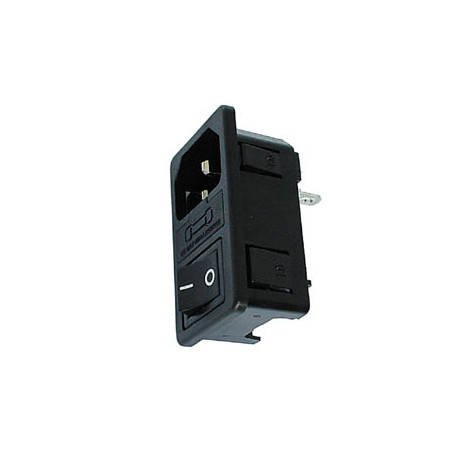 EMBASE MALE CLIPSABLE POUR CHASSIS - AVEC INTERRUPTEUR & PORTE-FUSIBLE