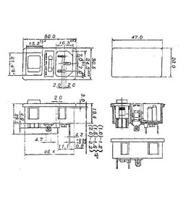 EMBASE MALE CLIPSABLE POUR CHASSIS - AVEC INTERRUPTEUR & PORTE-FUSIBLE