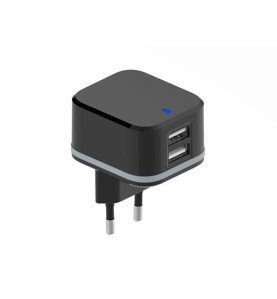 CHARGEUR COMPACT AVEC 2 CONNEXIONS USB 5 V - 3.4 A max. ( 2.4 + 1 A ) 