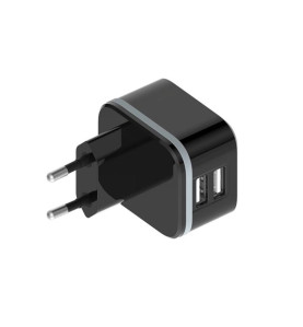 CHARGEUR COMPACT AVEC 2 CONNEXIONS USB 5 V - 3.4 A max. ( 2.4 + 1 A ) 