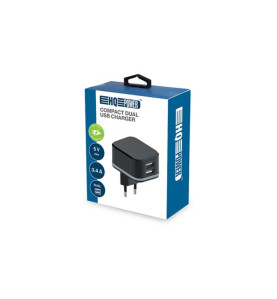 CHARGEUR COMPACT AVEC 2 CONNEXIONS USB 5 V - 3.4 A max. ( 2.4 + 1 A ) 