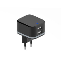 CHARGEUR COMPACT AVEC 2 CONNEXIONS USB - 5 V - 4.8 A max. - 24 W. max.
