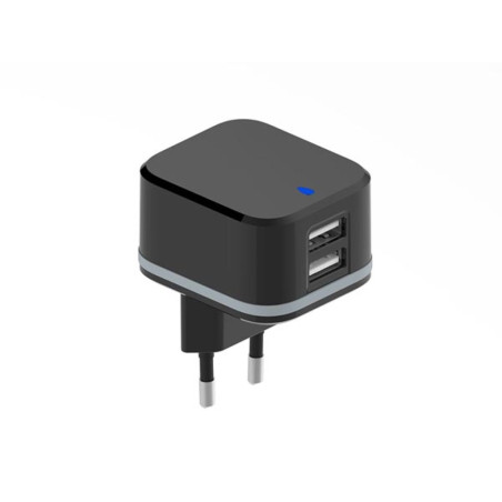 CHARGEUR COMPACT AVEC 2 CONNEXIONS USB - 5 V - 4.8 A max. - 24 W. max.