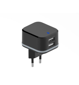 CHARGEUR COMPACT AVEC 2 CONNEXIONS USB - 5 V - 4.8 A max. - 24 W. max.