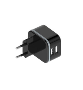 CHARGEUR COMPACT AVEC 2 CONNEXIONS USB - 5 V - 4.8 A max. - 24 W. max.